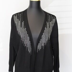 Chic Black Cardigan with Silver Detailing